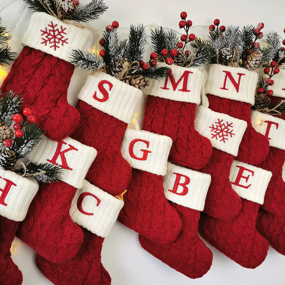Festive Knit Letter Socks