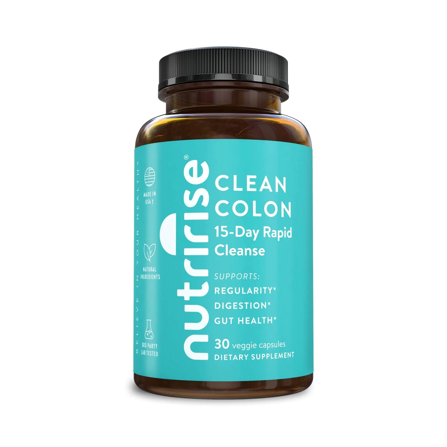 NutriRise 15 Day Quick Colon Cleanse for Gut Health - Digestive Support with Probiotics & Fiber for Constipation Regularity & Bloating Sugar & Gluten Free