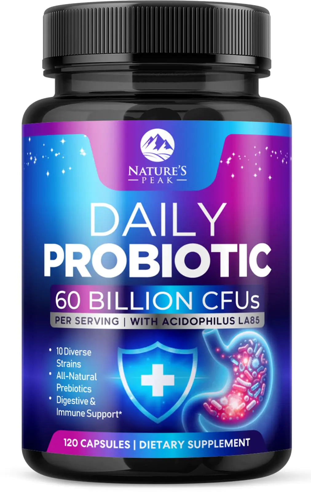 Daily Probiotics and Prebiotics 60 Billion CFU - 10 Strains + 4 Prebiotics Supports Gut Health Constipation Gas & Bloating Digestive Nutritional Probiotic Supplement for Women & Men 120 Capsules