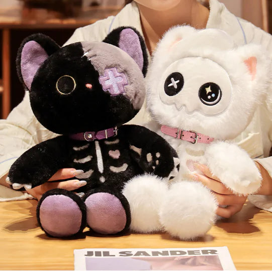 Gothic Kawaii Cat Skeleton Plush