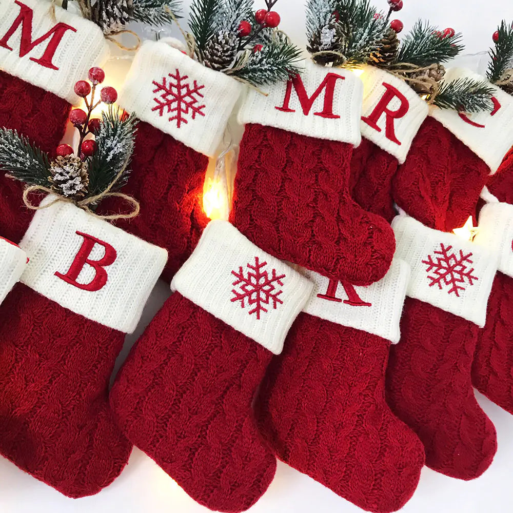 Festive Knit Letter Socks