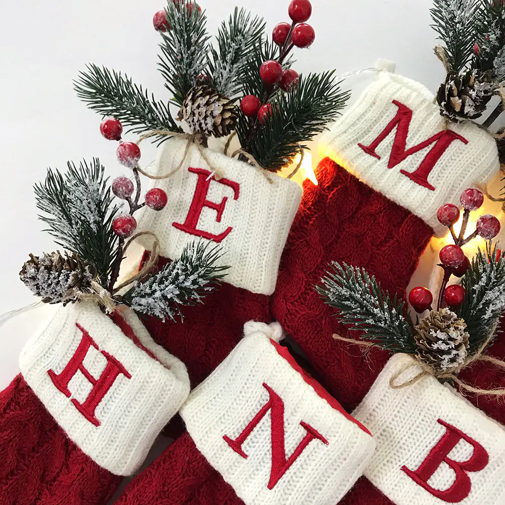 Festive Knit Letter Socks