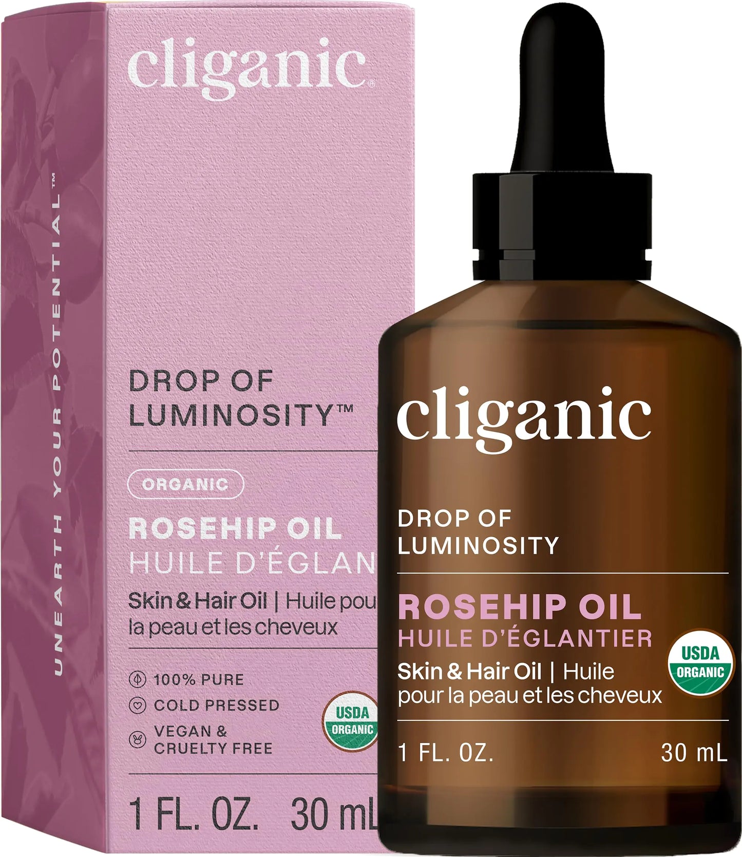 Cliganic 100% Pure Rosehip Oil | USDA Certified Organic, Vegan & Non-GMO