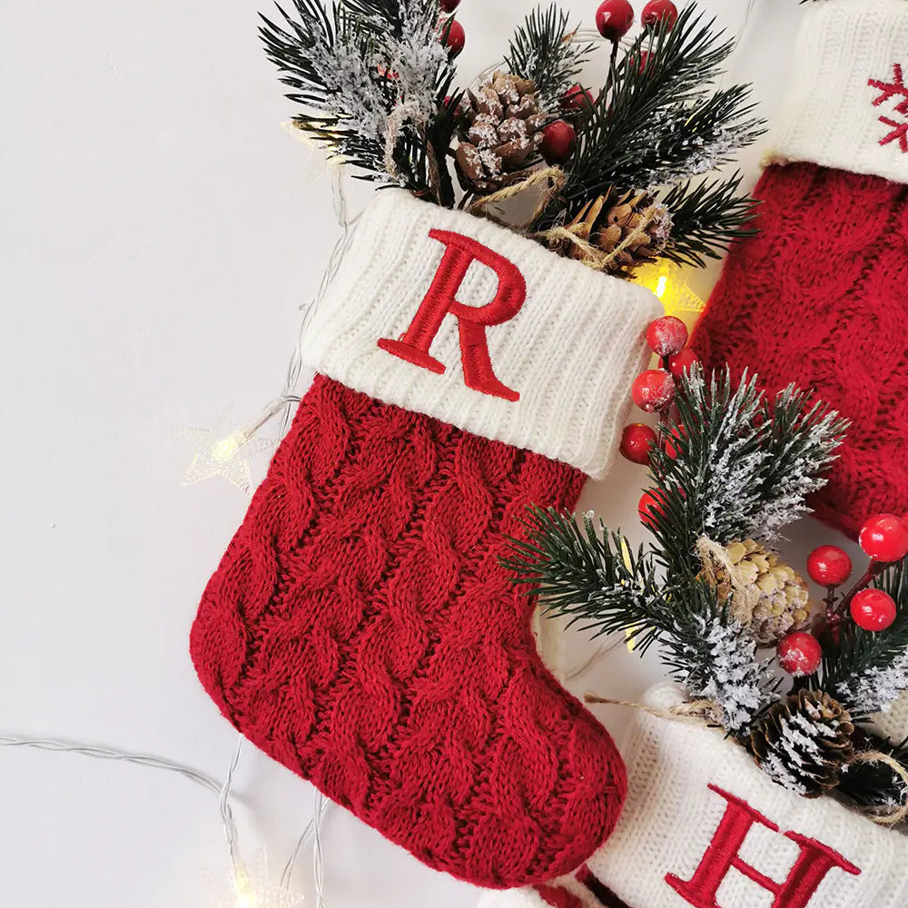 Festive Knit Letter Socks