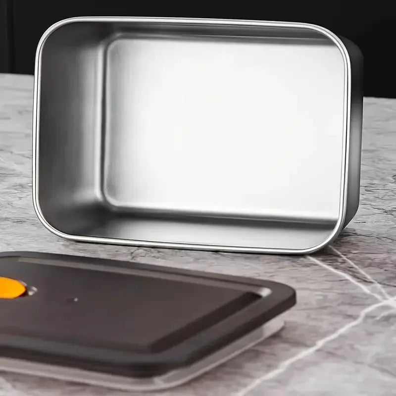 4PC Stainless Steel Food Storage Containers Set Leakproof BPA-Free Airtight Stackable for Fridge Freezer Pantry Silver with Clear Lid