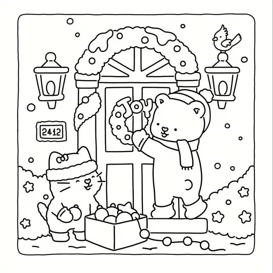 Hygge Winter Scenes Christmas Coloring Book for Adults And Teens Cute Animal Art Therapy Gift for Stress Relief And Relaxation