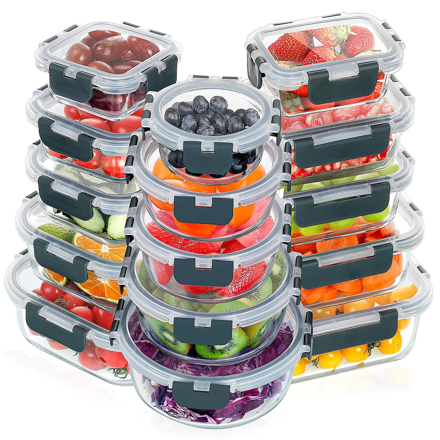 VERONES 30pc Glass Meal Prep & Storage Set