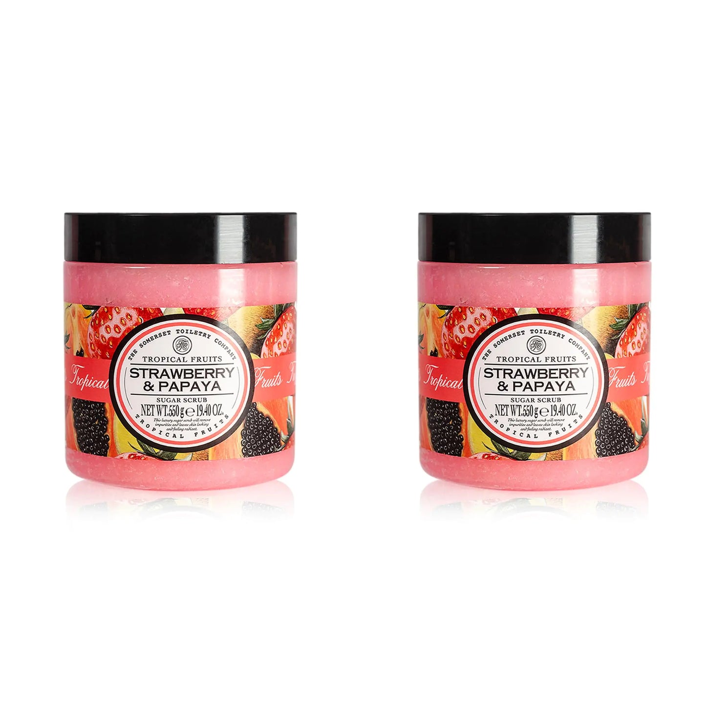 Tropical Fruits Gentle Exfoliating Strawberry & Papaya Sugar Scrub 2 x 550g