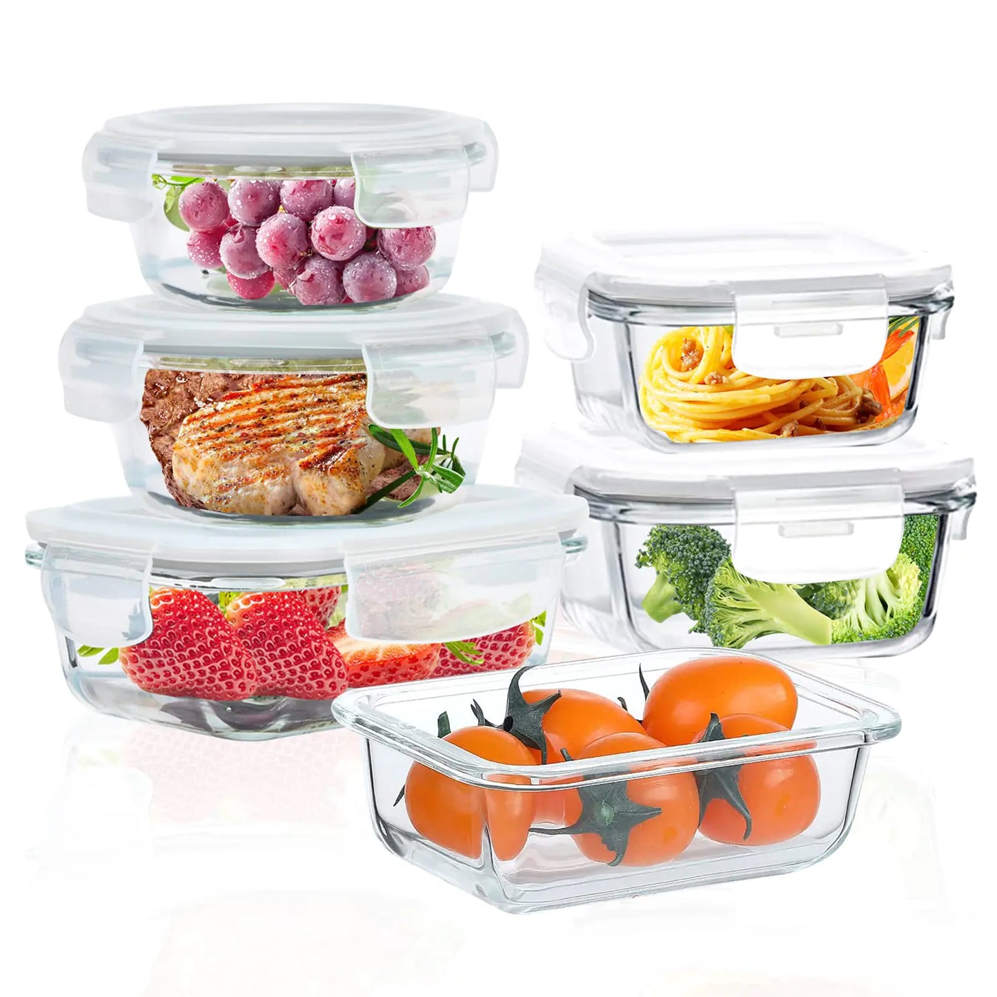 Turbo Seal Glass Meal Prep Set 6-Piece