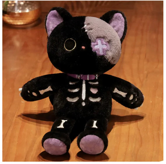Gothic Kawaii Cat Skeleton Plush
