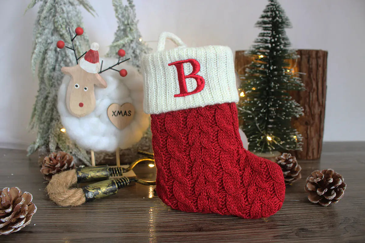 Festive Knit Letter Socks